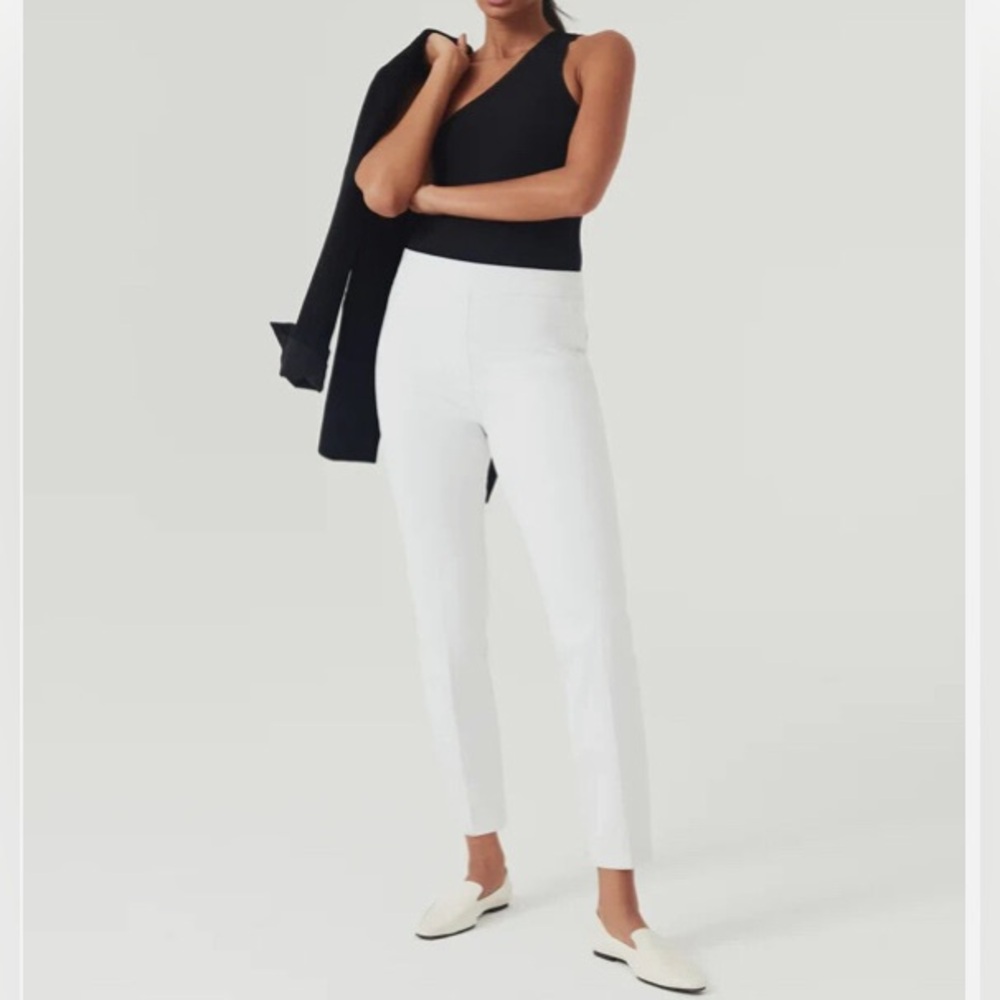 Spanx Small Regular Pants Silver Lining Slim Straight Leg in  White Worn Once